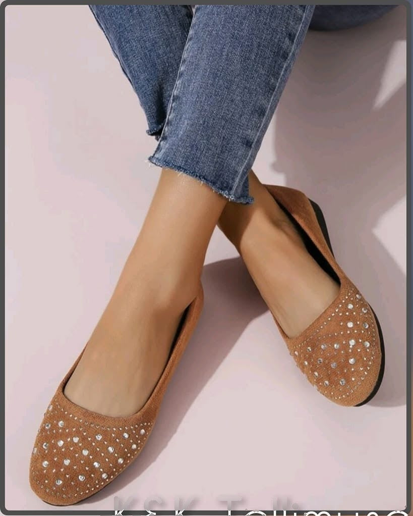 Velvet Ballet Flats with Rhinestones – Size 43