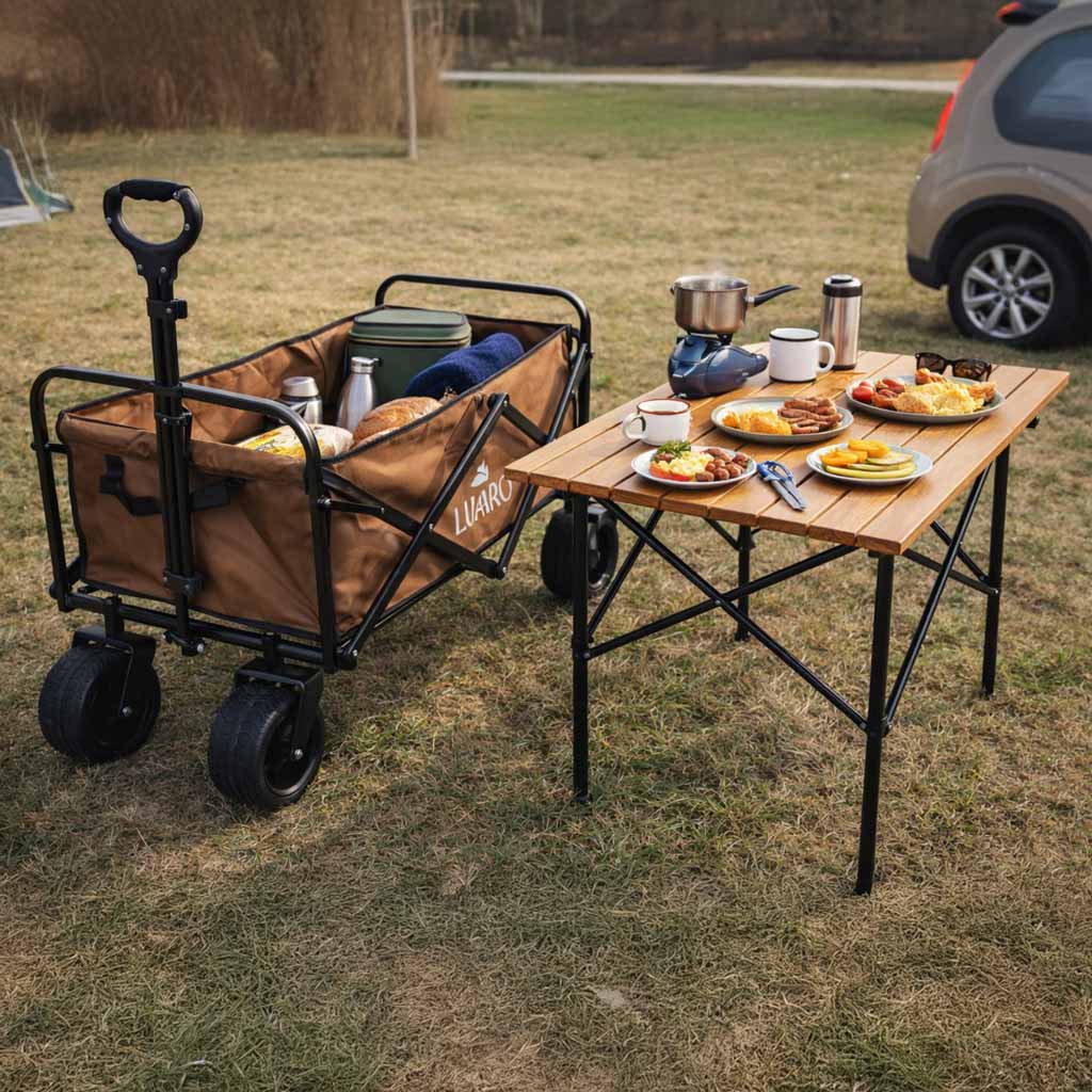 Kokkupandav matkakäru + laud 2-in-1