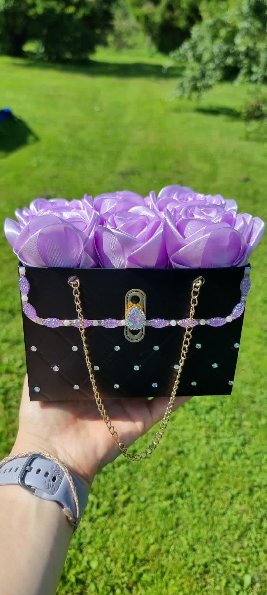 Handmade Satin Rose Gift Box – 6 Roses | Custom Colors Available on request