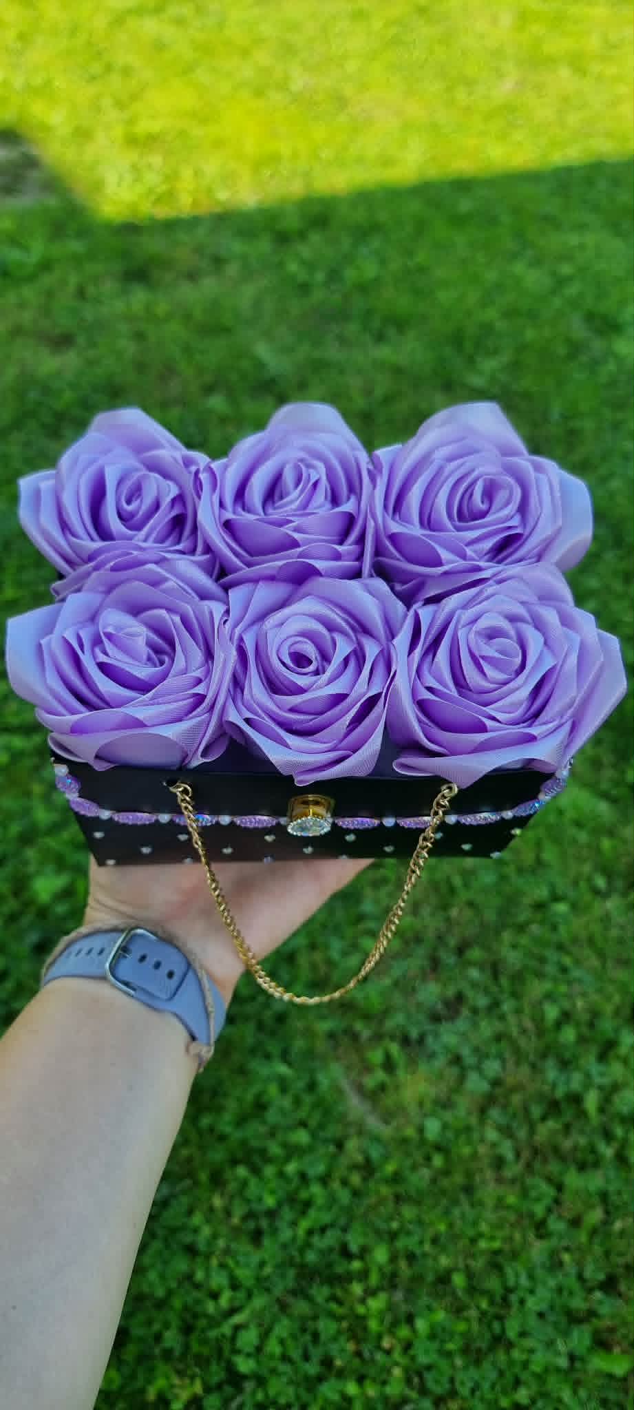 Handmade Satin Rose Gift Box – 6 Roses | Custom Colors Available on request