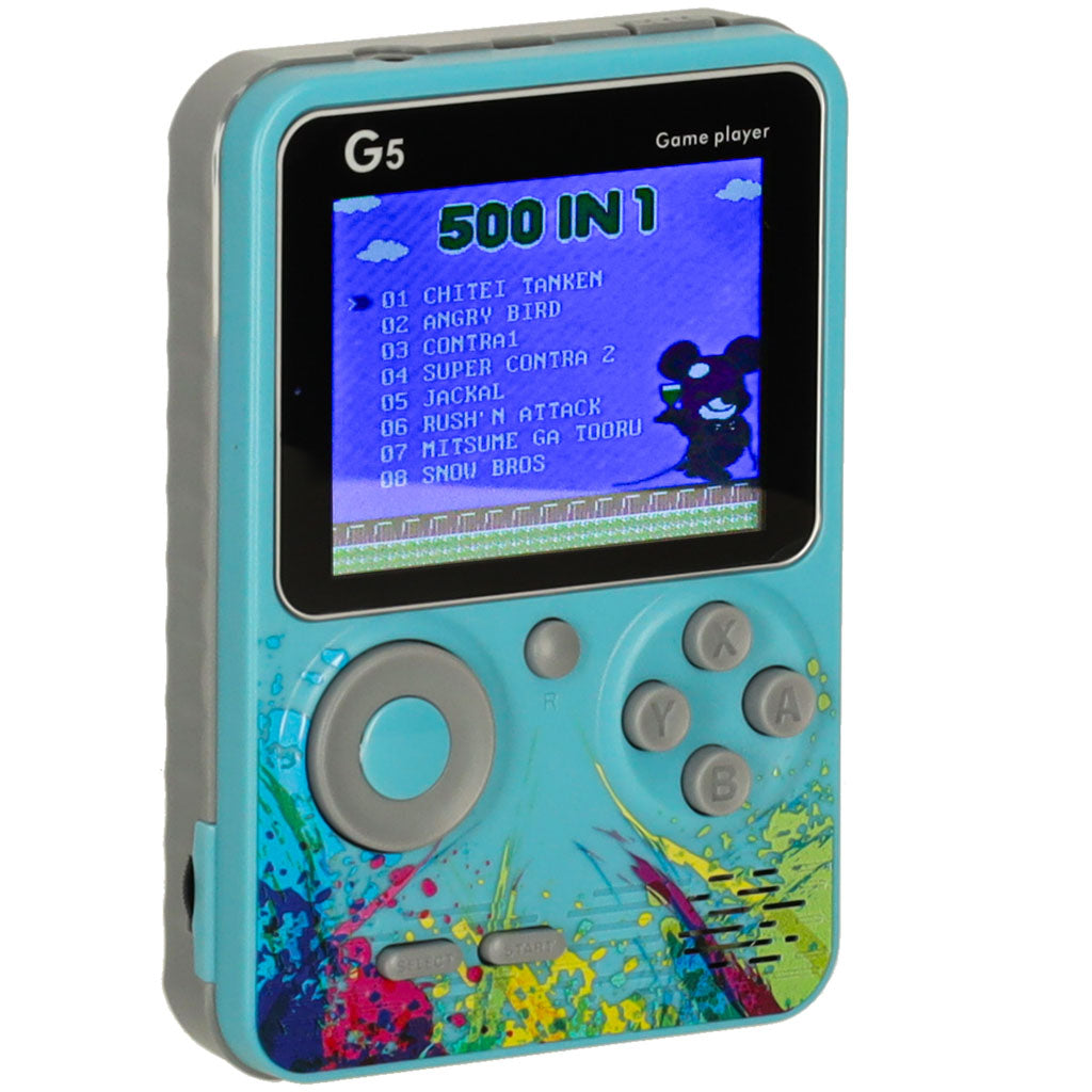 Retro kaasaskantav mängukonsool 500 mänguga – sinine, 3-tolline LCD