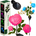 Gardlov Solar Rose LED Garden Lamp – 3 Artificial Flowers, Multicolour