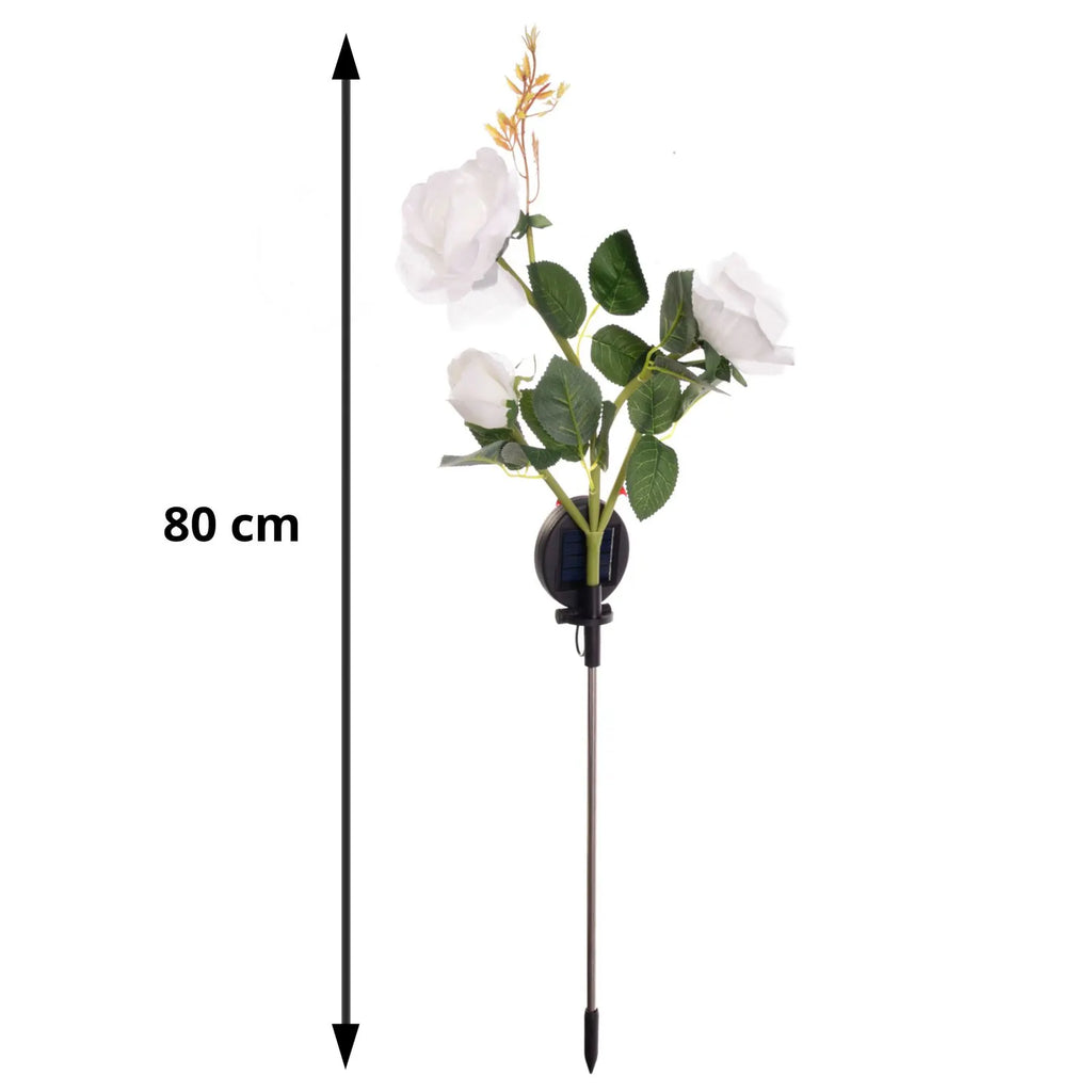Gardlov Solar Rose LED Garden Lamp – 3 Artificial Flowers, Multicolour