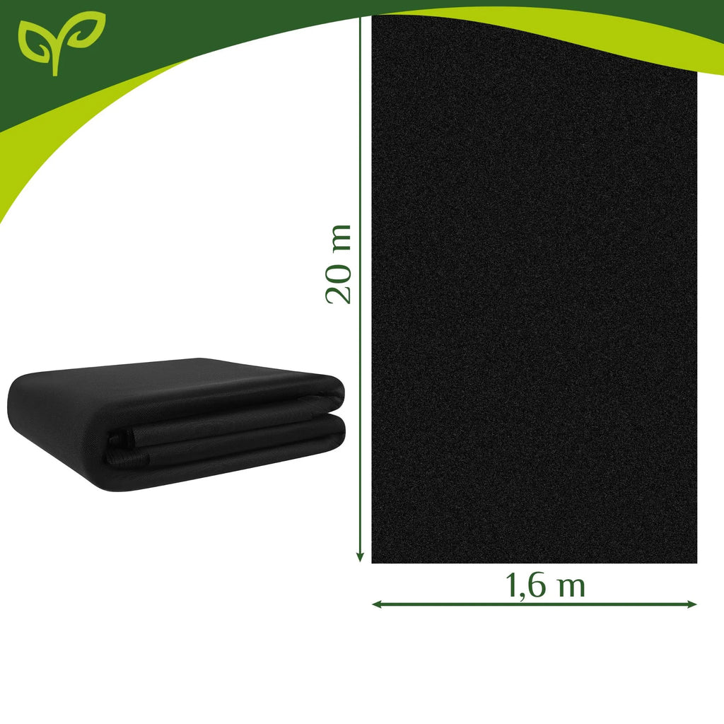 Gardlov Weed Control Fabric 1.6x20m 50g/m² – Black UV-Stable Agro Fleece