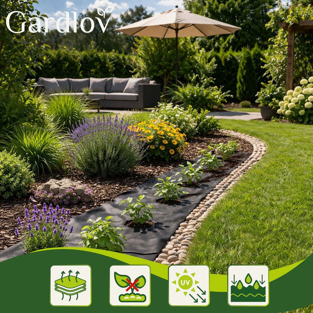 Gardlov Weed Control Fabric 1.6x20m 50g/m² – Black UV-Stable Agro Fleece