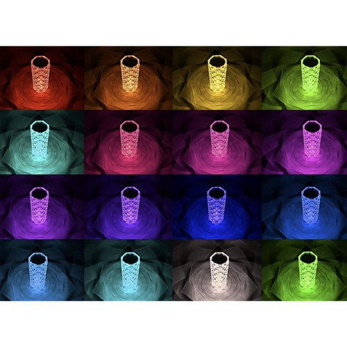 Kristallstiilis LED-roosi projektsioonlamp – 16 värvi, puutetundlik juhtimine ja kaugjuhtimispult