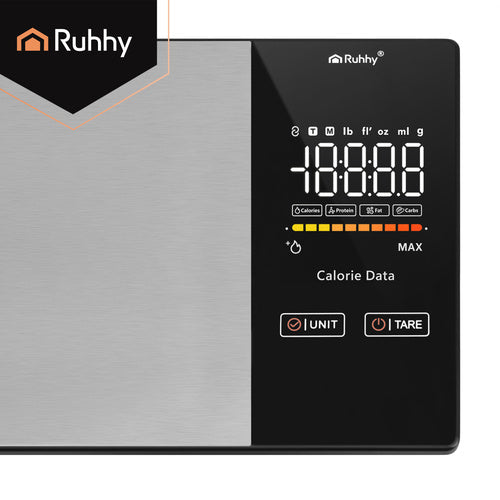 Ruhhy Bluetooth köögikaal 5kg LCD – kalorite ja toitainete jälgimine