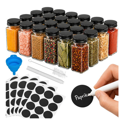 Ruhhy Glass Spice Jars Set of 24 with Labels (Pre-Order)