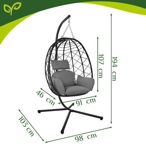 Gardlov Hanging Cocoon Swing Chair with Cushions 150 kg