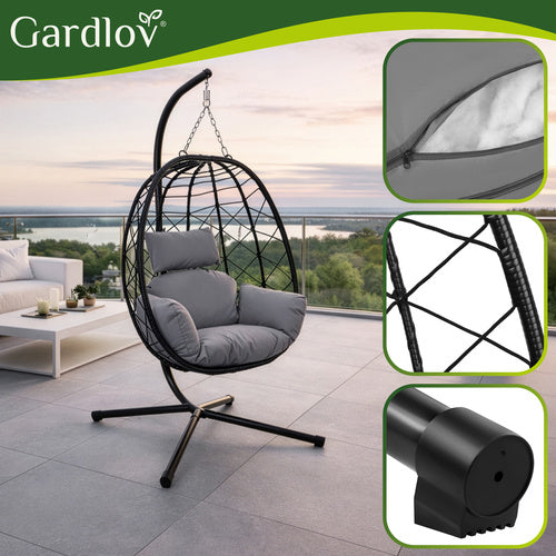 Gardlov Hanging Cocoon Swing Chair with Cushions 150 kg
